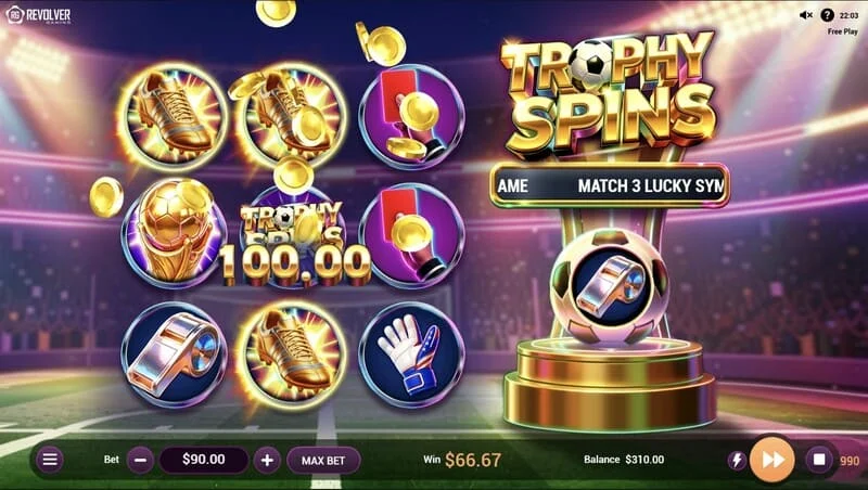 Trophy Spins World Cup 26 - daugiklių išmokėjimas Baller Bonus žaidime