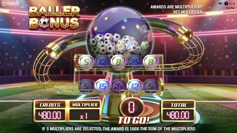 Trophy Spins World Cup 26 - Baller Bonus raundo paleidimas